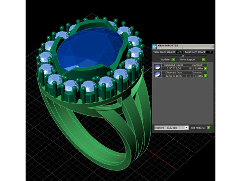 Printable STL jewelry engagement ring gem stone oval 126x10mm 3D-printmodel