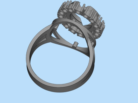Printable STL jewelry engagement ring gem stone oval 126x10mm 3D-printmodel