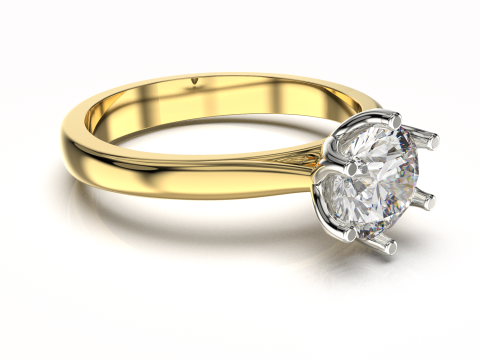 Jewelry engagement SOL ring stone 6mm Printable STL Modello di stampa 3D
