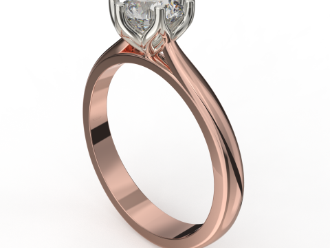 Jewelry engagement SOL ring stone 6mm Printable STL Modello di stampa 3D
