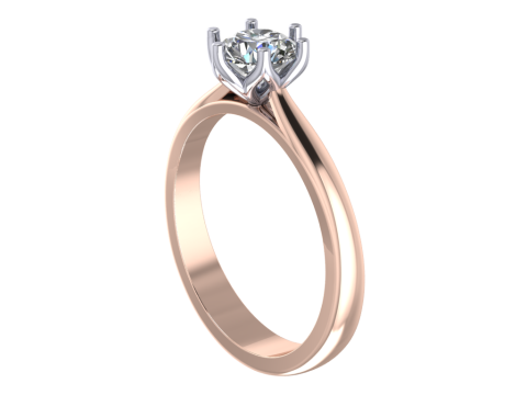 Jewelry engagement SOL ring stone 6mm Printable STL Modello di stampa 3D