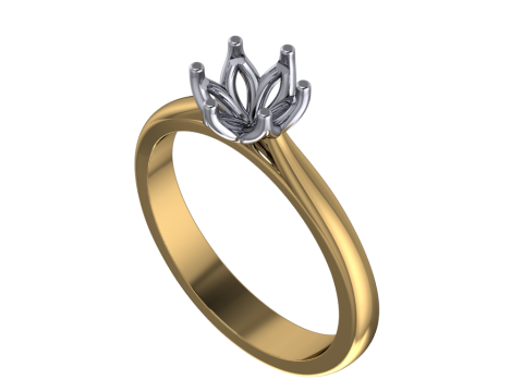 Jewelry engagement SOL ring stone 6mm Printable STL Modello di stampa 3D