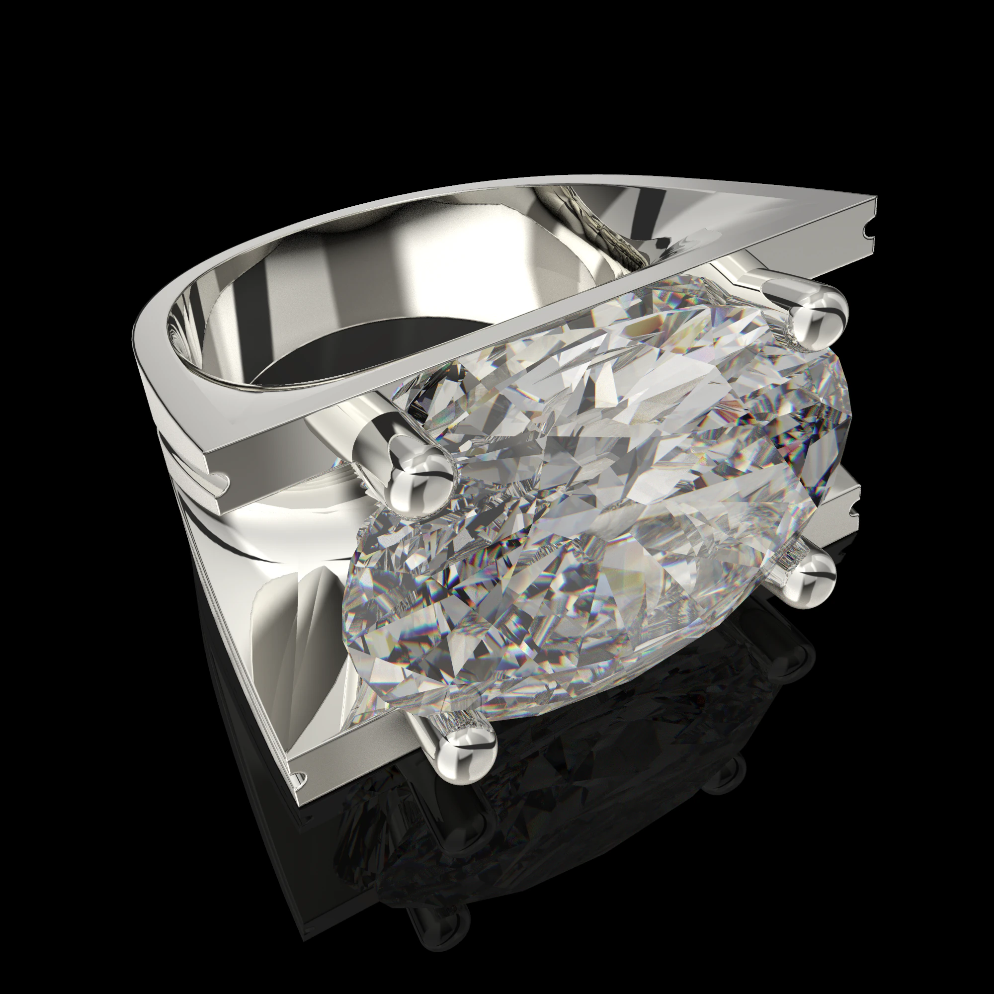 Printable jewelry signet with stone oval 20x14mm 3D Print Model .c4d .max .obj .3ds .fbx .stl .blend 