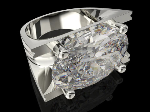 Druckbares Schmucksignet mit Stein oval 20x14mm 3D Druckmodell