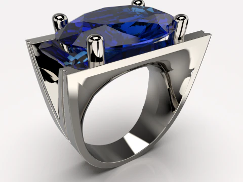 Printable jewelry signet with stone oval 20x14mm 3D Print Model