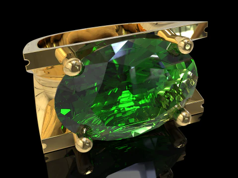 Printable jewelry signet with stone oval 20x14mm 3D Print Model