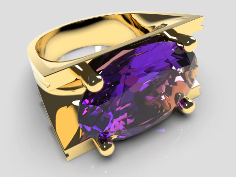 Printable jewelry signet with stone oval 20x14mm 3D Print Model