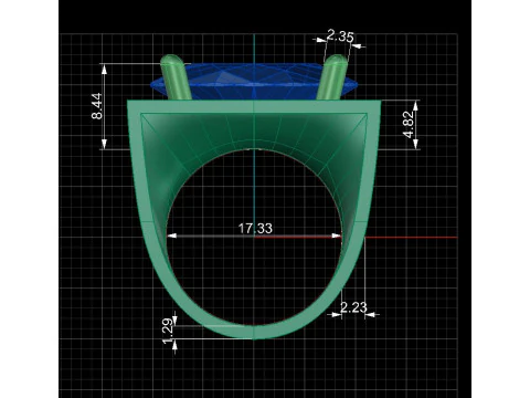 Printable jewelry signet with stone oval 20x14mm 3D Print Model