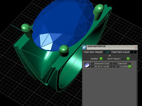 Printable jewelry signet with stone oval 20x14mm 3D Print Model