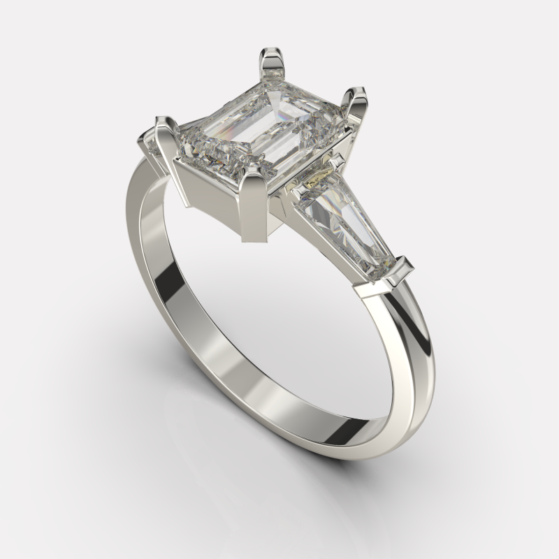 Printable engagement ring gem shape emerald 1ct Modelo de Impressão 3D .c4d .max .obj .3ds .fbx .stl .blend 
