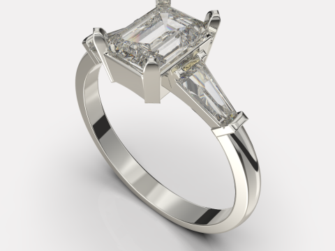 Printable engagement ring gem shape emerald 1ct 3D Print Model
