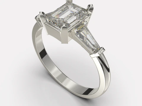 Anel de noivado para impress&atilde;o em forma de gema esmeralda 1ct Modelo de Impressão 3D