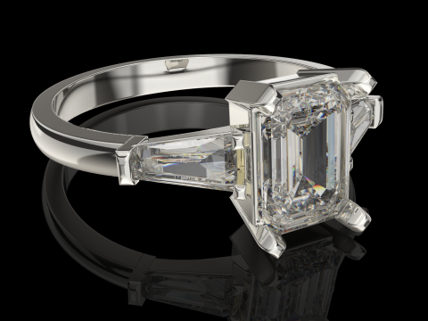 Printable engagement ring gem shape emerald 1ct Modelo de Impressão 3D