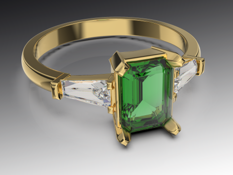 Printable engagement ring gem shape emerald 1ct Modelo de Impressão 3D