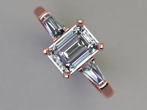 Printable engagement ring gem shape emerald 1ct Modelo de Impressão 3D