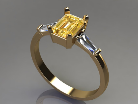 Printable engagement ring gem shape emerald 1ct Modelo de Impressão 3D
