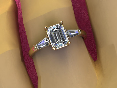 Printable engagement ring gem shape emerald 1ct Modelo de Impressão 3D