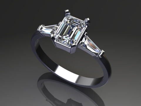 Printable engagement ring gem shape emerald 1ct Modelo de Impressão 3D
