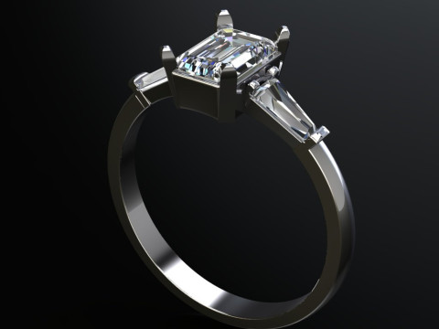 Printable engagement ring gem shape emerald 1ct Modelo de Impressão 3D