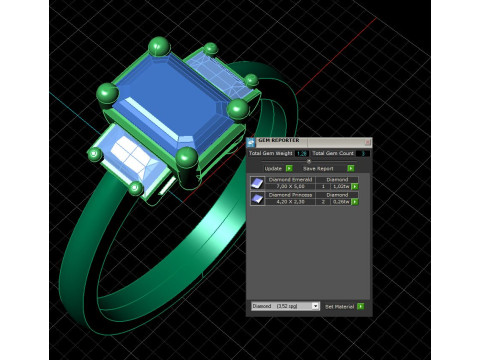 Printable STL jewelry engagement ring STONE 1ct 3D Print Model