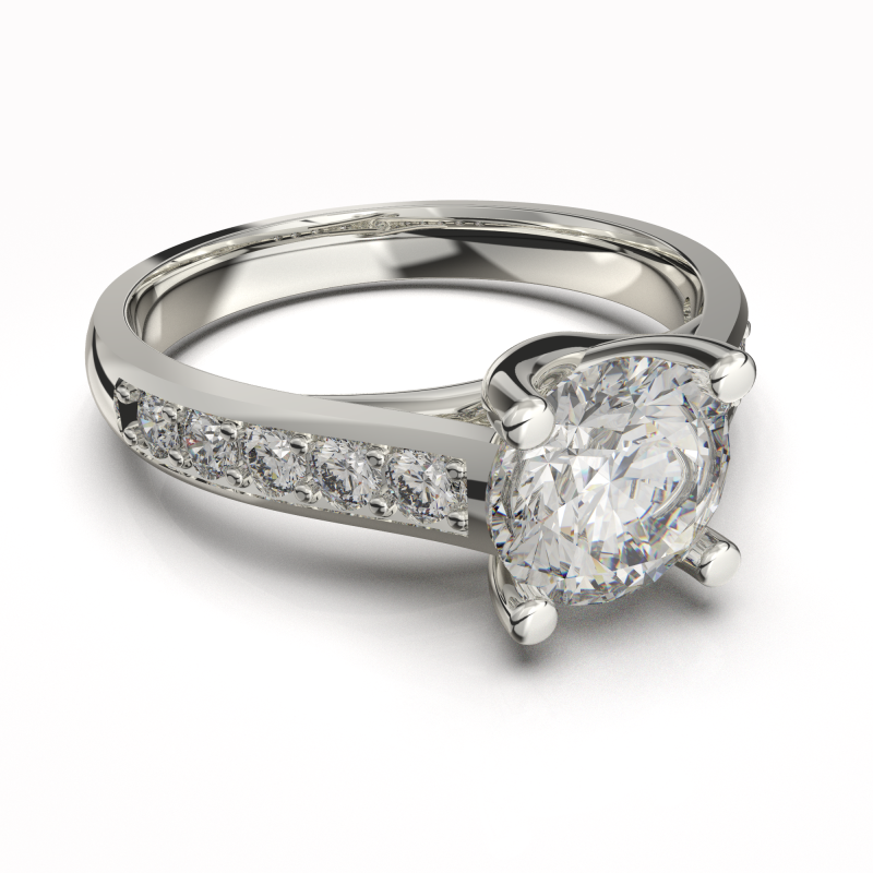 Printable jewelry engagement comfort Ring with diamonds 3D printmodel .c4d .max .obj .3ds .fbx .stl .blend 