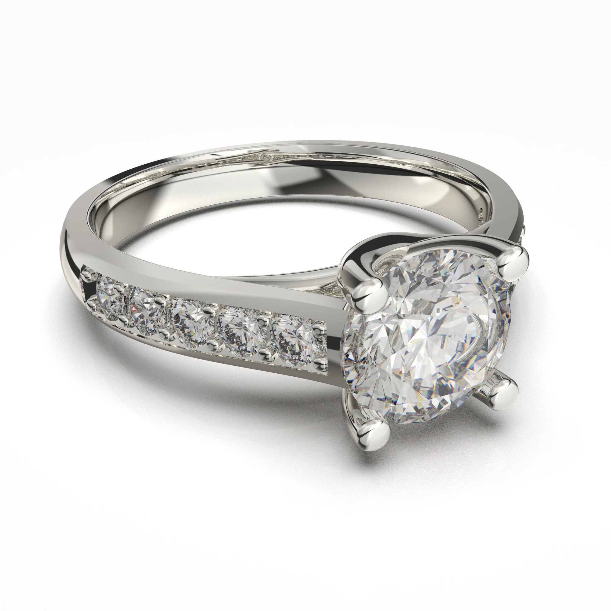 Printable jewelry engagement comfort Ring with diamonds 3D Print Model .c4d .max .obj .3ds .fbx .stl .blend