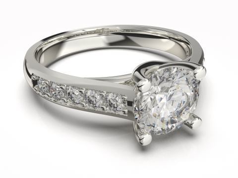 Printable jewelry engagement comfort Ring with diamonds 3D Print Model