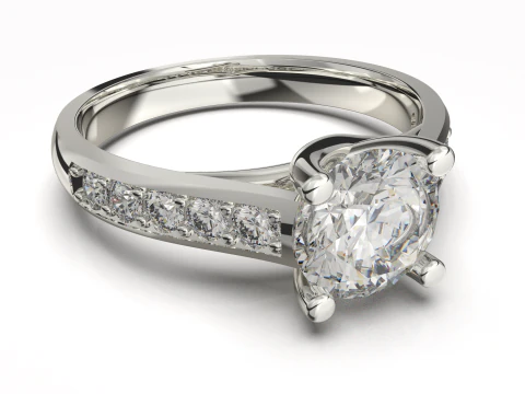 Joias para impress&atilde;o conforto de noivado Anel com diamantes Modelo de Impressão 3D