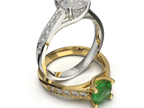 Printable jewelry engagement comfort Ring with diamonds 3D Print Model