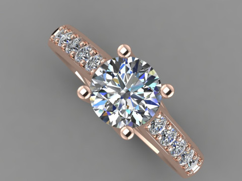 Printable jewelry engagement comfort Ring with diamonds 3D printmodel