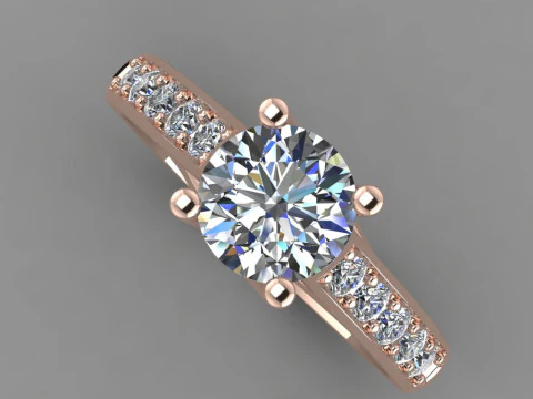 Printable jewelry engagement comfort Ring with diamonds 3D Print Model