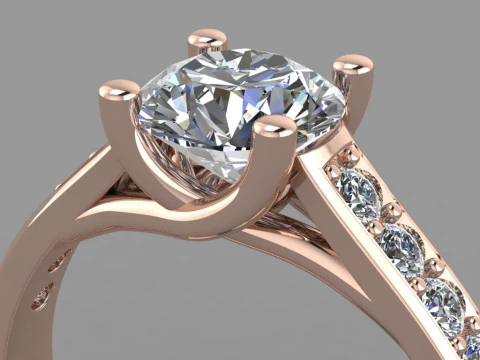 Printable jewelry engagement comfort Ring with diamonds 3D Print Model
