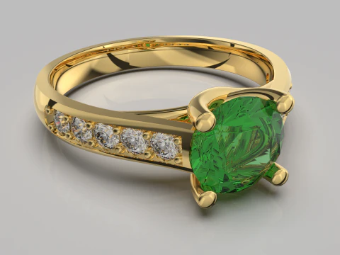 Printable jewelry engagement comfort Ring with diamonds 3D Print Model