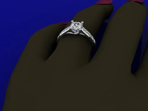 Printable jewelry engagement comfort Ring with diamonds 3D Print Model