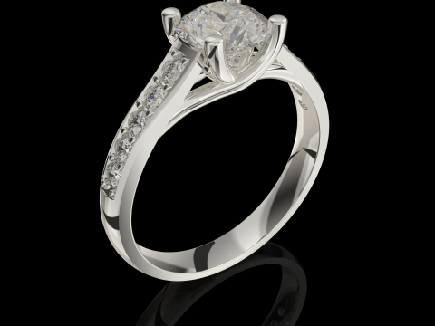 Printable jewelry engagement comfort Ring with diamonds 3D printmodel