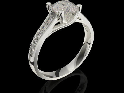 Printable jewelry engagement comfort Ring with diamonds 3D Print Model