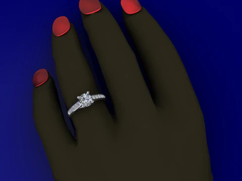Printable jewelry engagement comfort Ring with diamonds 3D Print Model