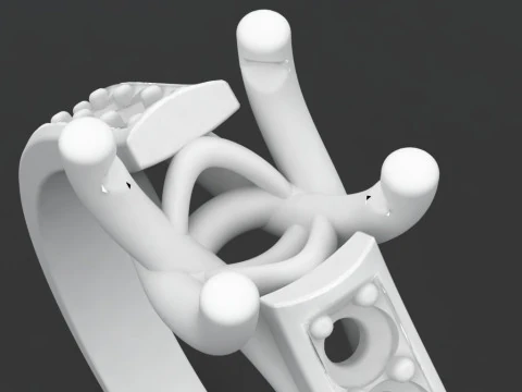 Printable jewelry engagement comfort Ring with diamonds 3D Print Model
