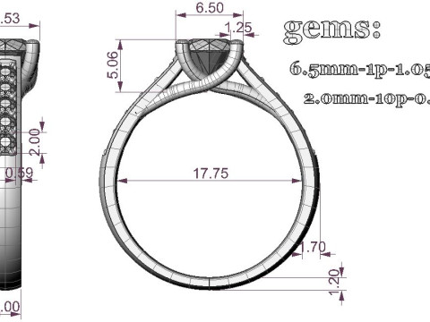 Printable jewelry engagement comfort Ring with diamonds 3D printmodel