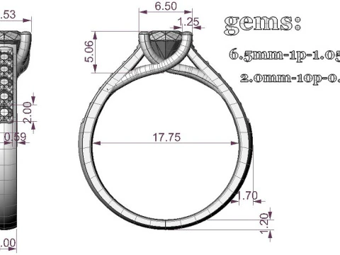 Printable jewelry engagement comfort Ring with diamonds 3D Print Model