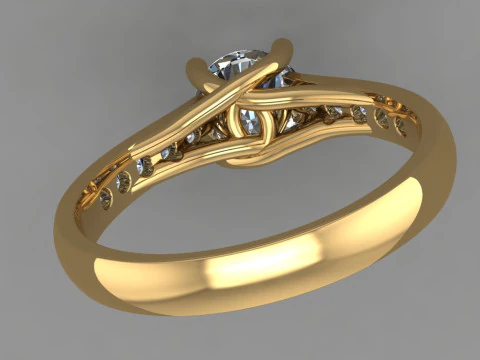 Printable jewelry engagement comfort Ring with diamonds 3D Print Model