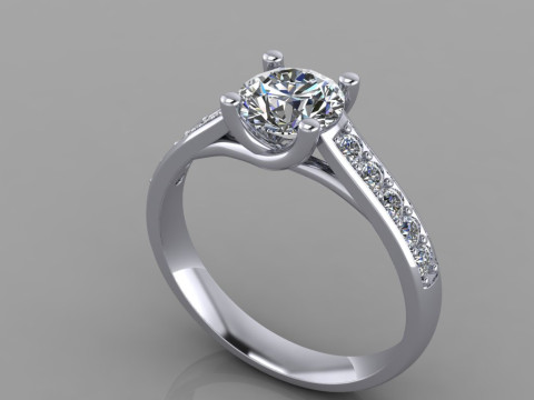 Printable jewelry engagement comfort Ring with diamonds 3D printmodel