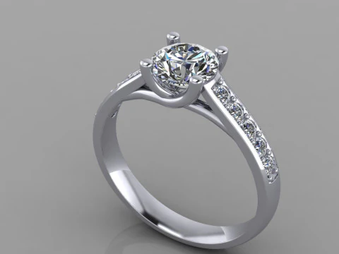 Printable jewelry engagement comfort Ring with diamonds 3D Print Model