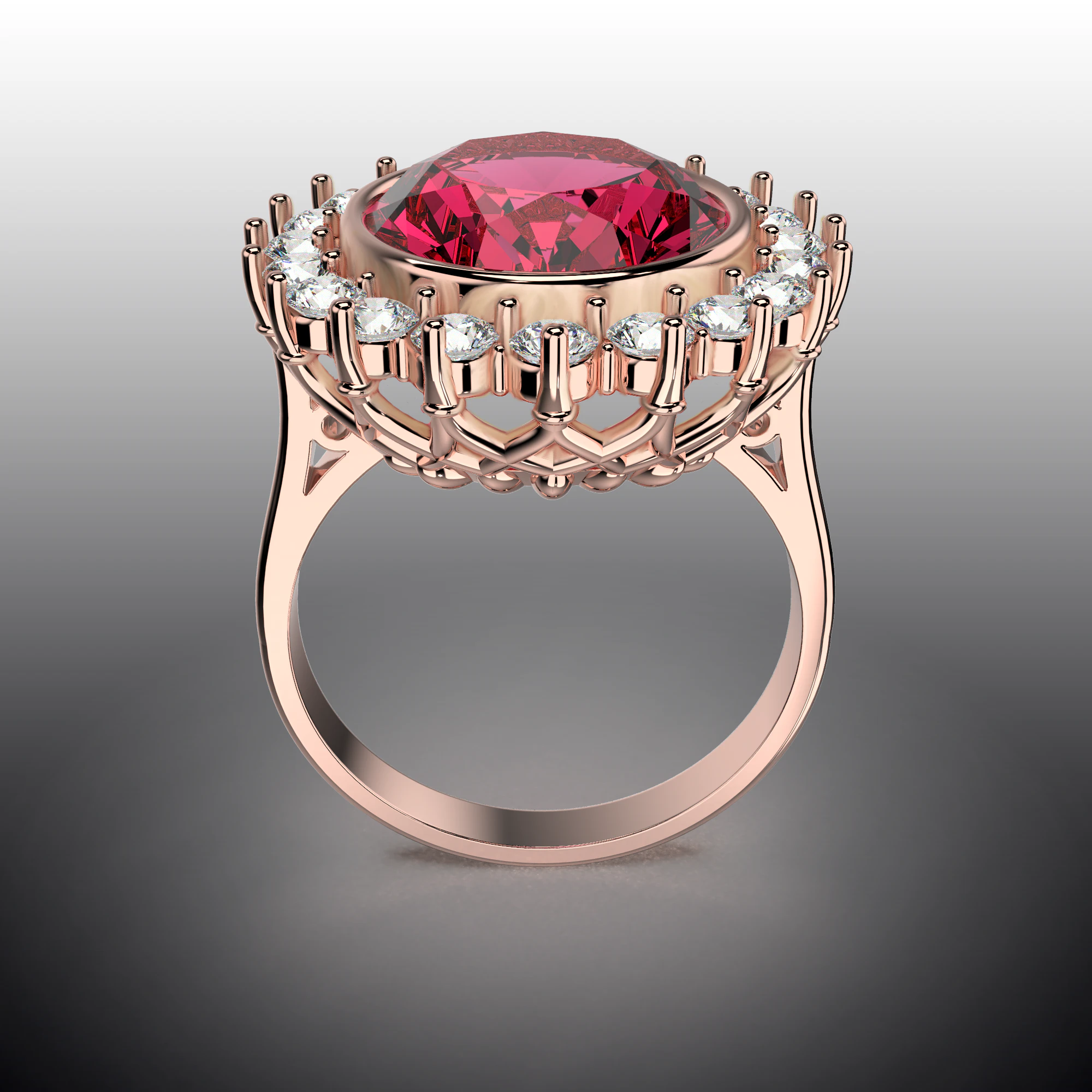 Printable STL jewelry engagement ring gem oval 140x120mm 878ct 3D Print Model .c4d .max .obj .3ds .fbx .stl .blend 