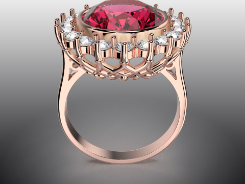 Printable STL jewelry engagement ring gem oval 140x120mm 878ct 3D Baskı Modeli