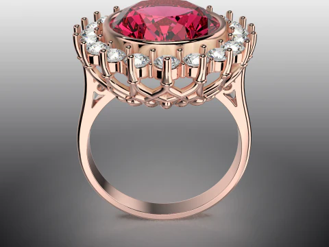 Ювелірні вироби STL для друку. Обручка, дорогоцінний камінь, овал 140x120 мм, 878 каратів 3D Принт Модель