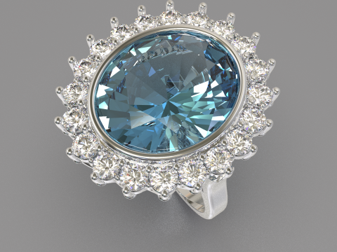 Printable STL jewelry engagement ring gem oval 140x120mm 878ct Modelo de Impressão 3D