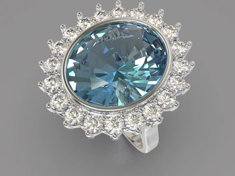 Printable STL jewelry engagement ring gem oval 140x120mm 878ct 3D Print Model