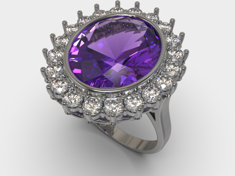 Printable STL jewelry engagement ring gem oval 140x120mm 878ct Modelo de Impressão 3D