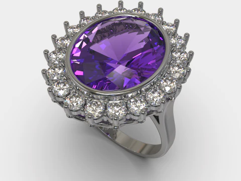 Printable STL jewelry engagement ring gem oval 140x120mm 878ct 3D Print Model